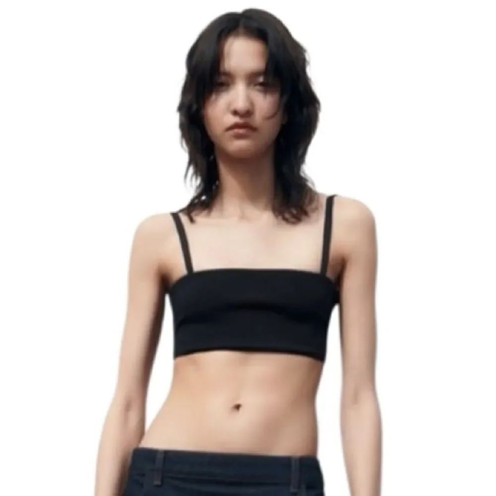 Zara Black knit stretch bandeau spaghetti straps Top Size Small (NWT)